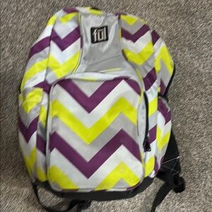 Chevron Pattern Backpack with Purple and Yellow